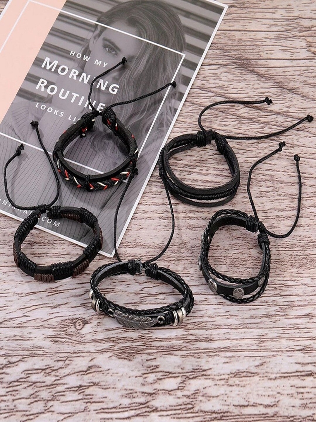 

UNIVERSITY TRENDZ Men Set Of 6 Silver Plated Multistrand Bracelet