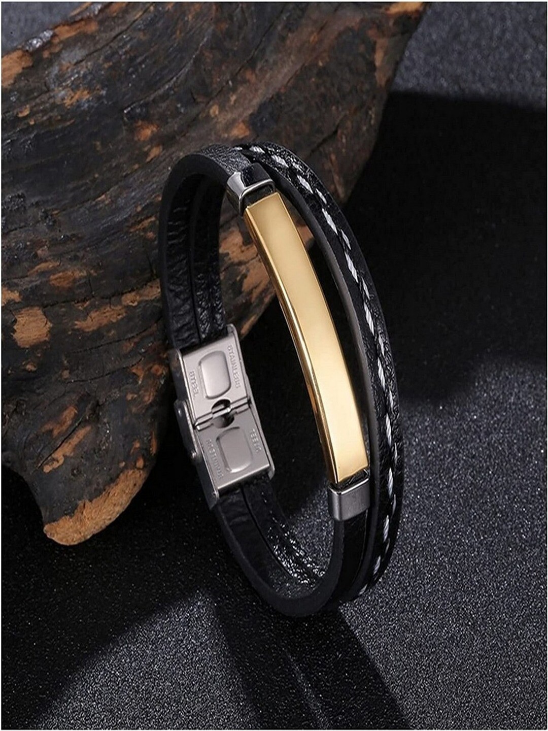 

UNIVERSITY TRENDZ Men Gold Plated Wraparound Bracelet