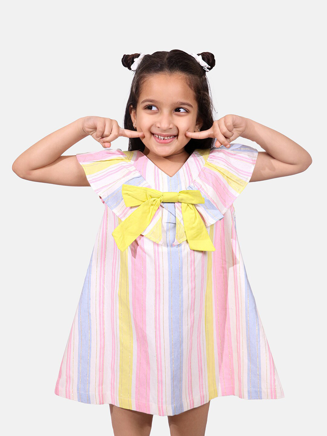 

Whistle & Hops Striped A-Line Dress, White
