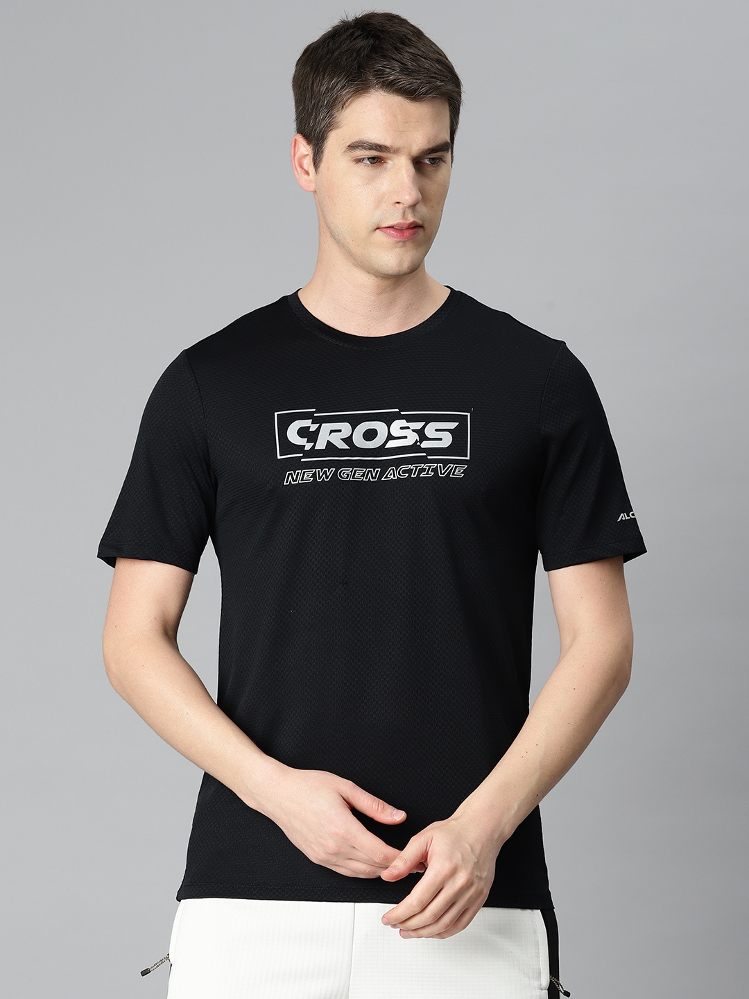

Alcis Men Typography Printed Anti Static Slim Fit Sports T-shirt, Black