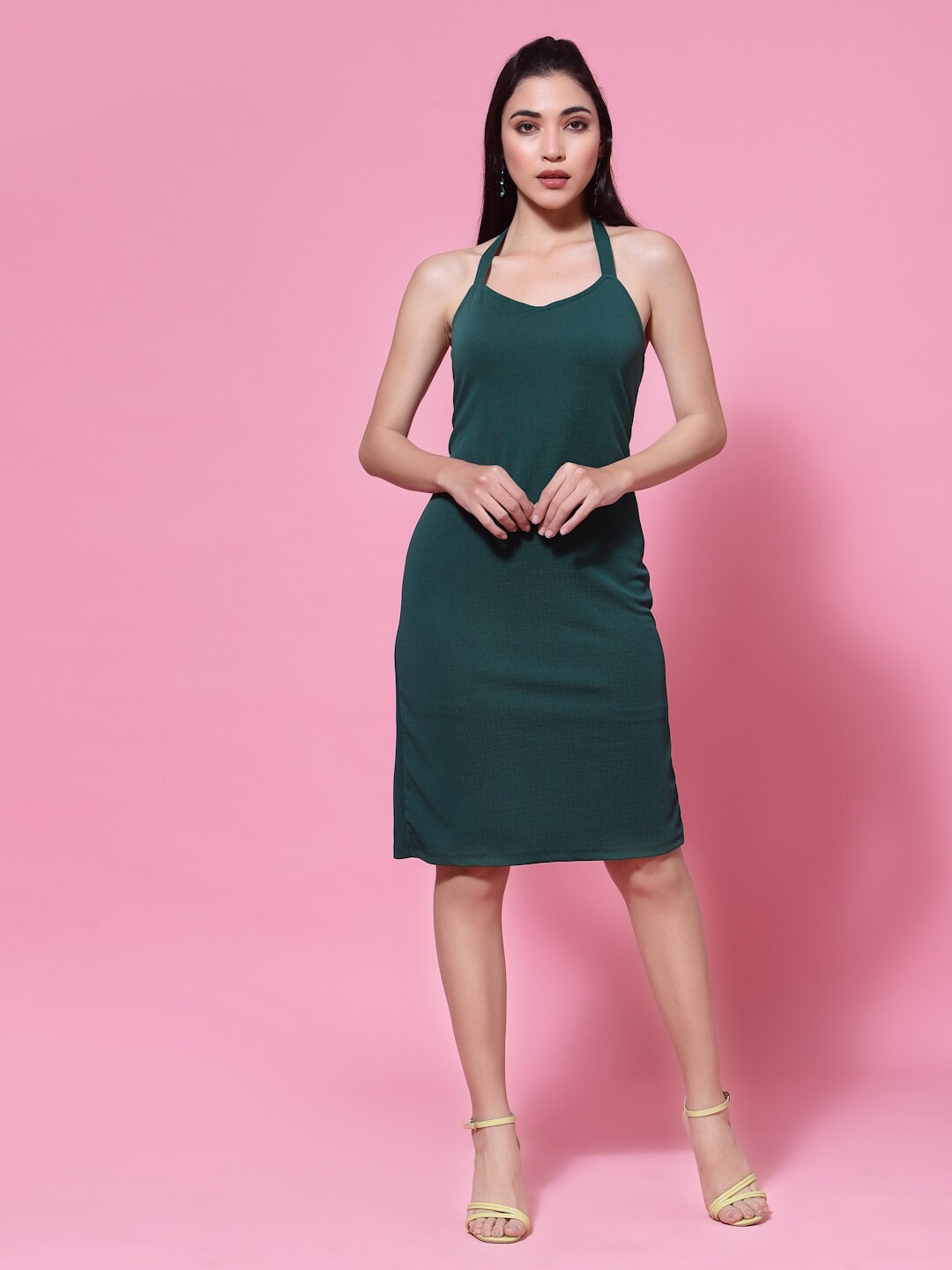 

Oomph! Halter Neck Sheath Dress, Green