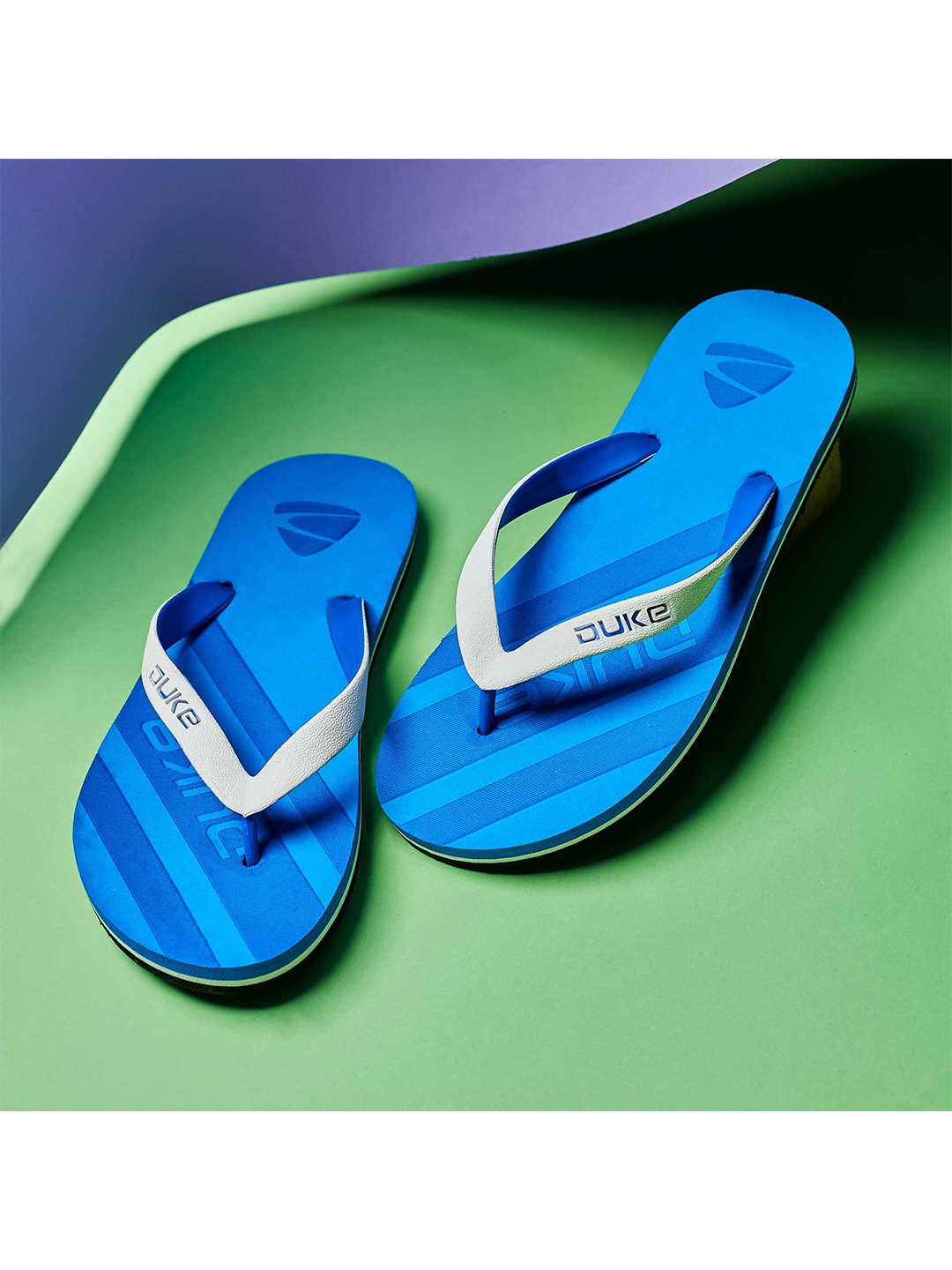 

Duke Men Striped Thong Flip-Flops, Blue