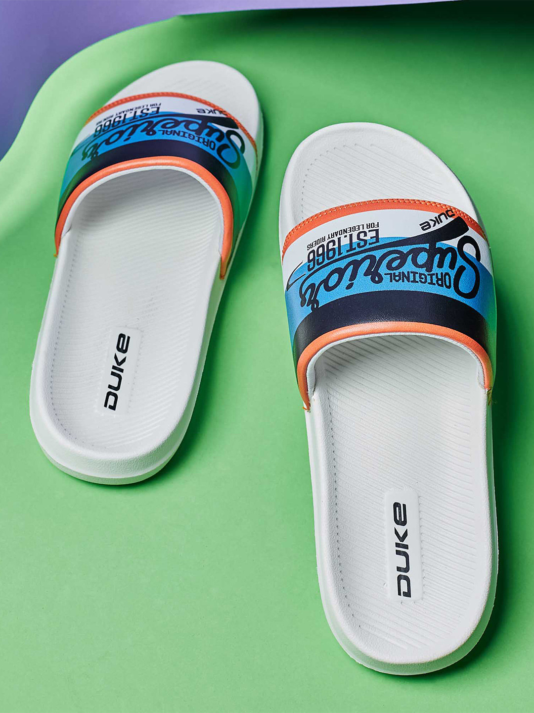 

Duke Men Printed Sliders, White