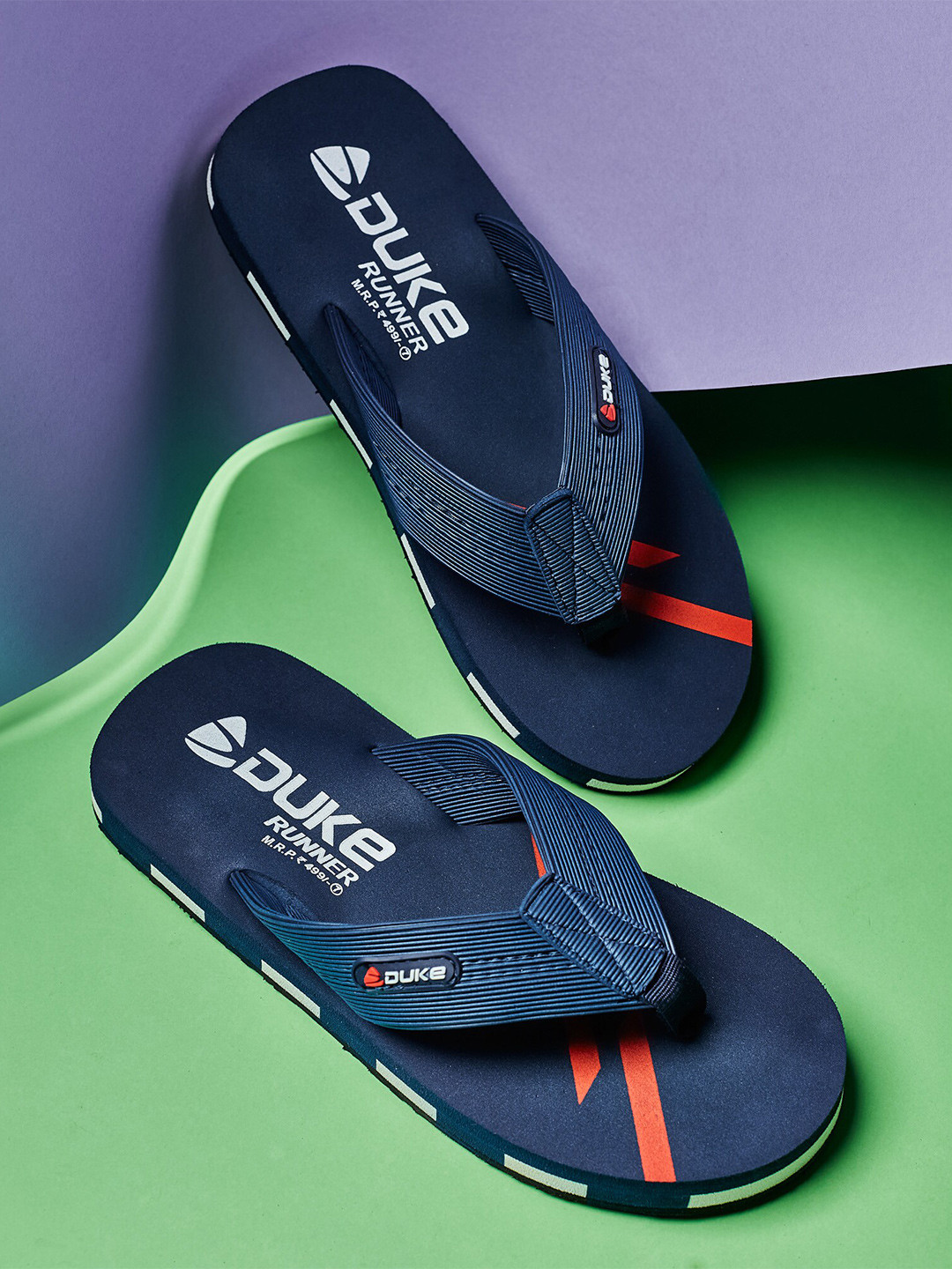 

Duke Men Printed Thong Flip-Flops, Navy blue