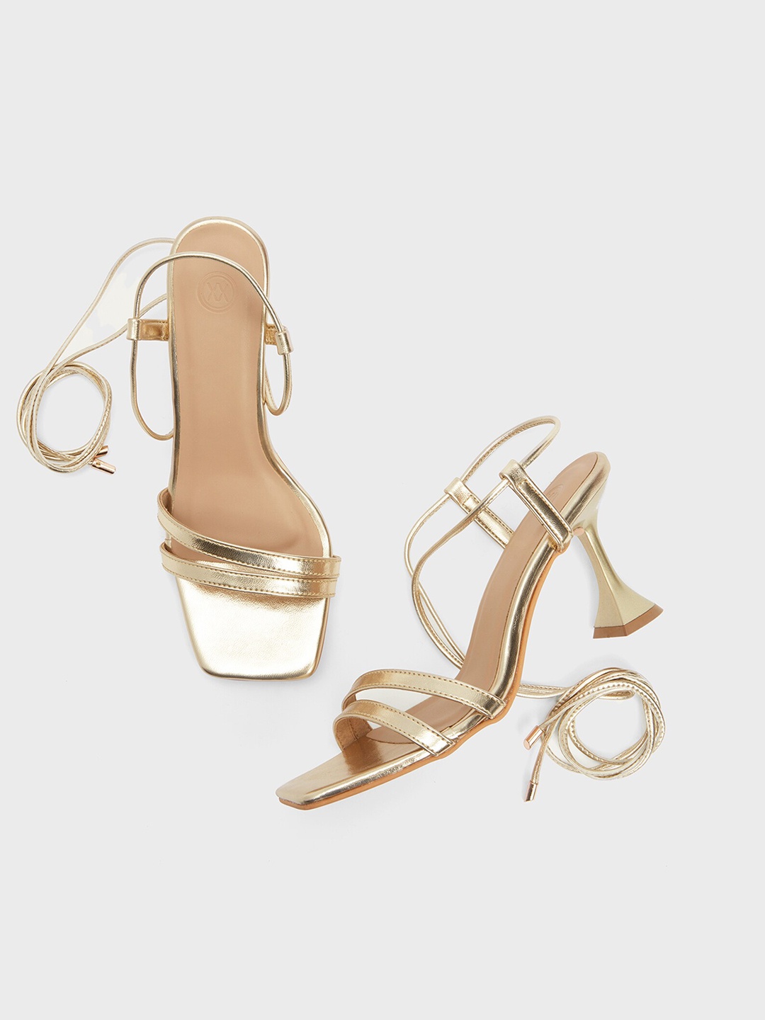 

20Dresses Gold-Toned Strappy Block Heel Gladiators