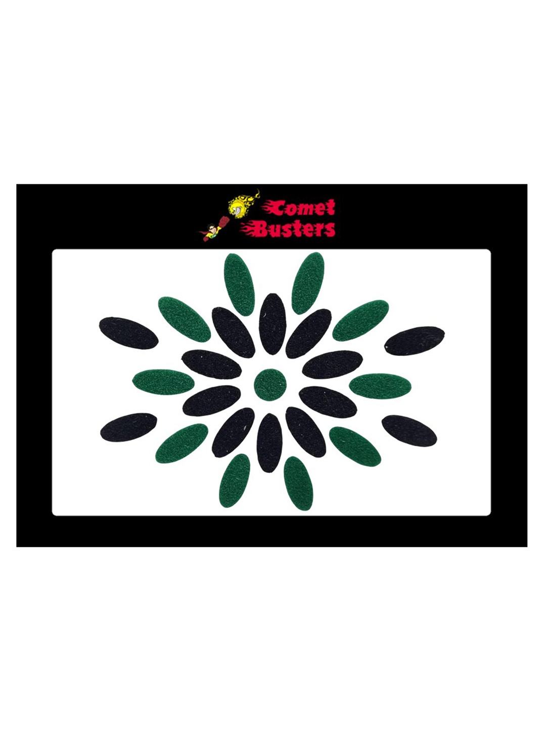 

Comet Busters 25 Pcs Traditional Reusable Bindis - Green & Black