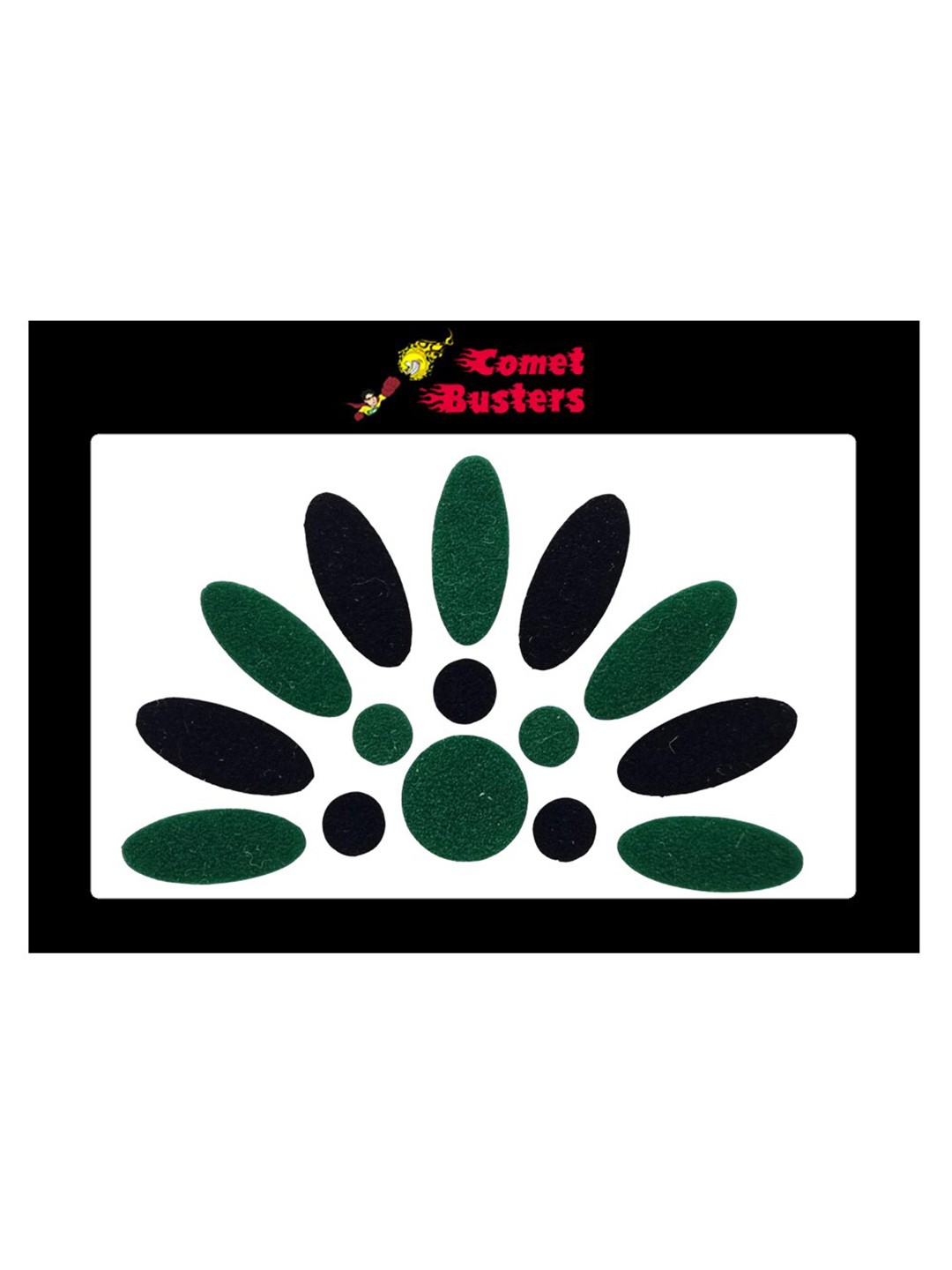 

Comet Busters 14 Pcs Traditional Reusable Bindis - Green & Black