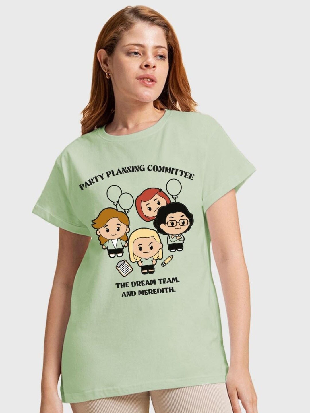 

Bewakoof x OFFICIAL THE OFFICE MERCHANDISE Graphic Printed Boyfriend Fit T-shirt, Green