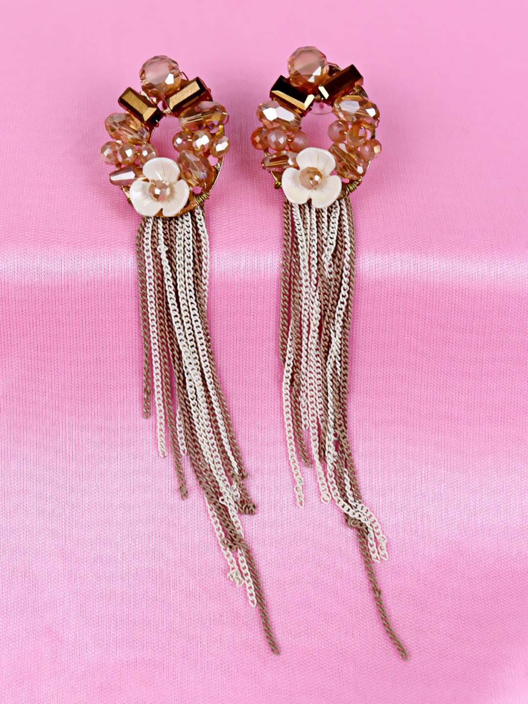 

VAGHBHATT Classic Stone Studded & Beaded Drop Earrings, Gold