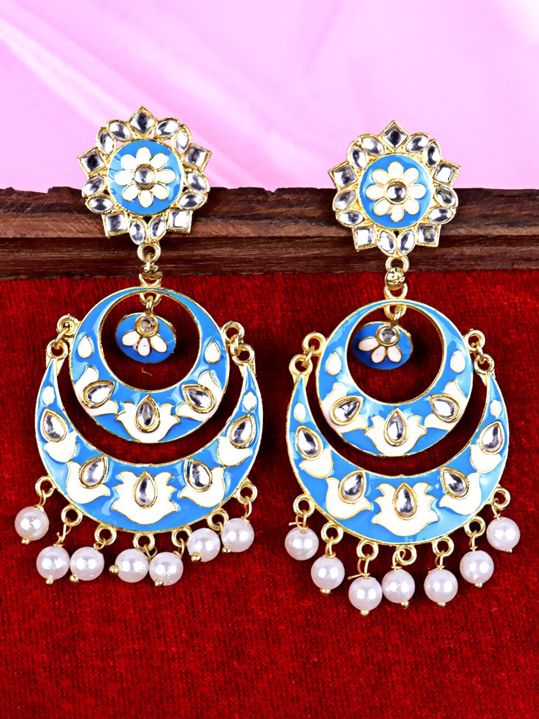 

VAGHBHATT Classic Chandbalis Earrings, Navy blue