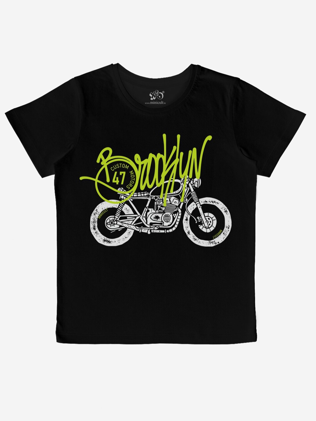 

x2o Boys Black Biker Graphic Printed Cotton T-shirt