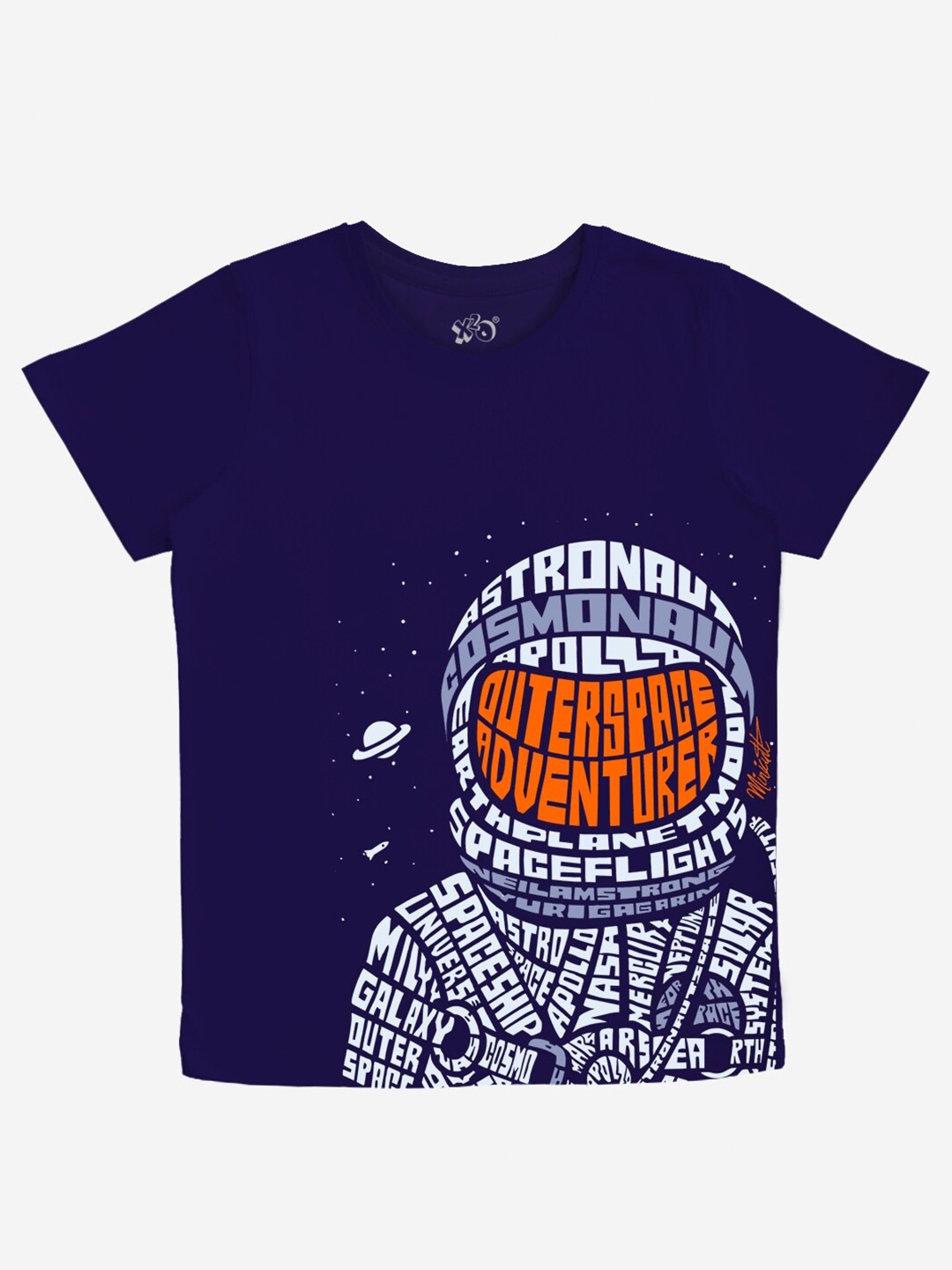 

x2o Boys Typography Printed Cotton T-shirt, Navy blue