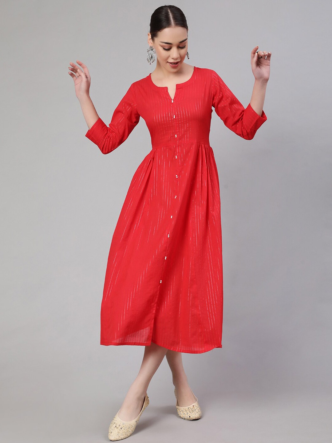 

Nayo Red A-Line Midi Dress