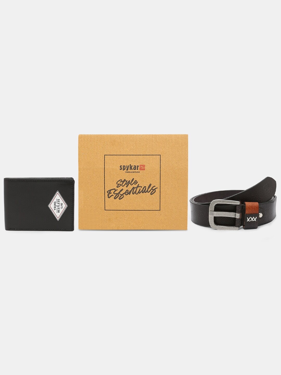 

Spykar Leather Belt & Wallet Combo, Black