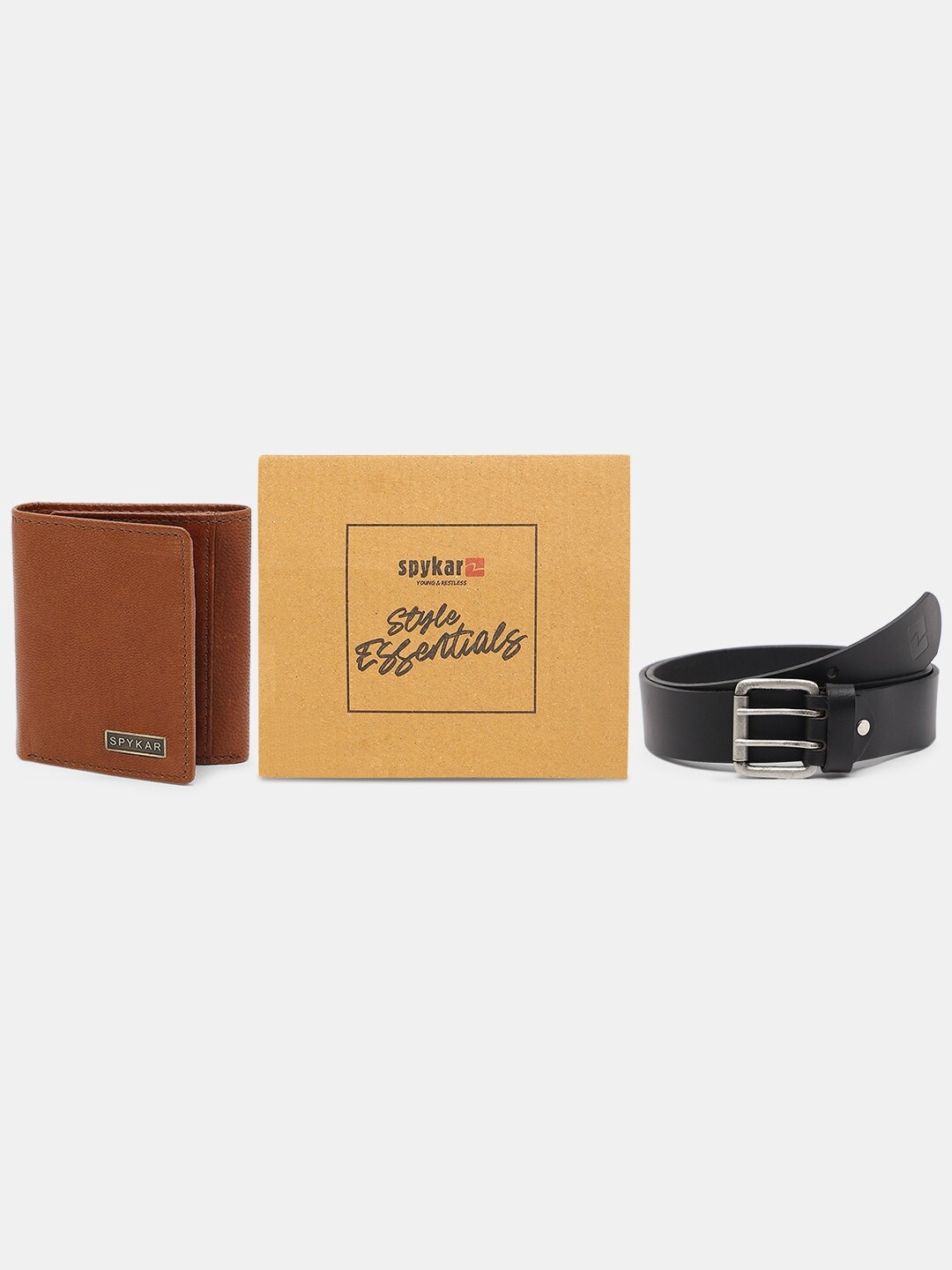 

SPYKAR Leather Belt & Wallet Combo, Black