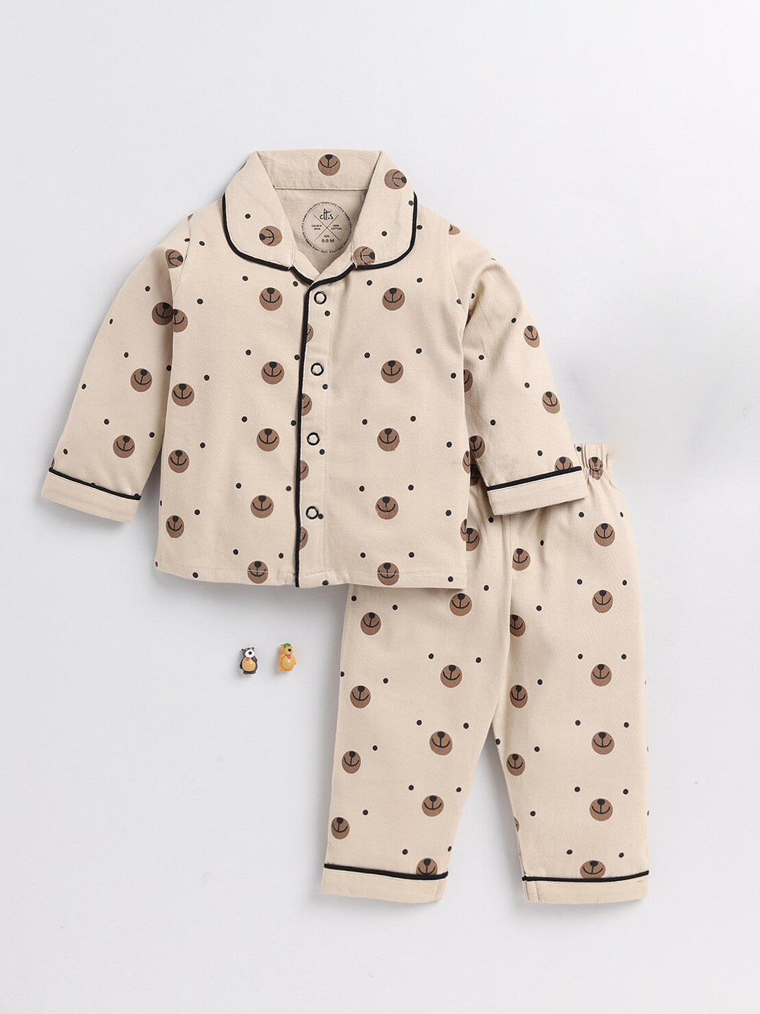 

Clt.s Kids Conversational Printed Pure Cotton Night Suit, Beige