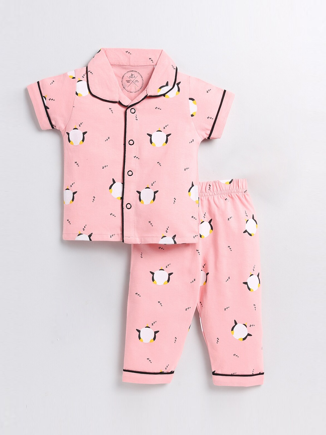 

Clt.s Kids Conversational Printed Pure Cotton Night Suit, Pink