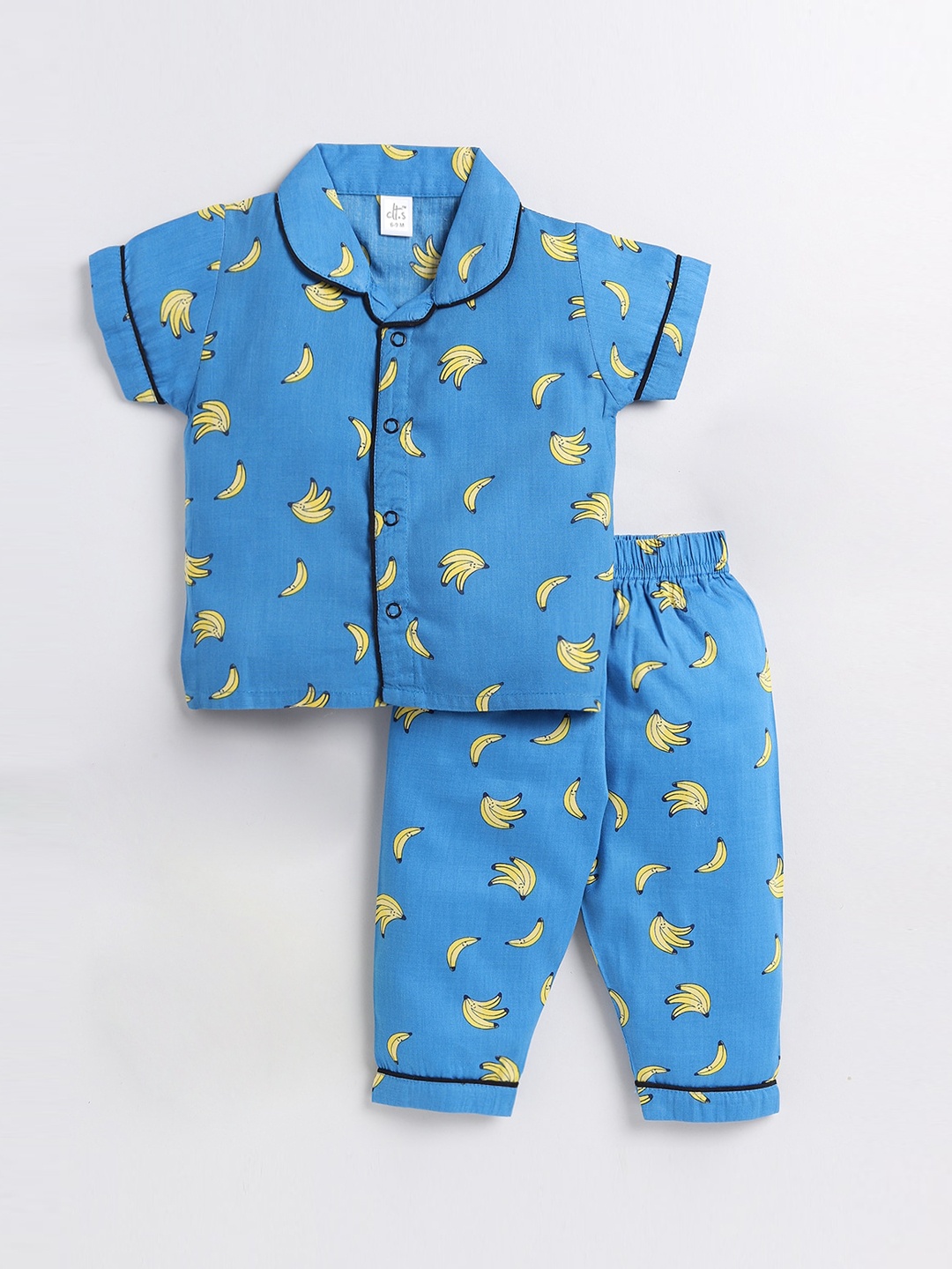 

Clt.s Kids Conversational Printed Pure Cotton Night Suit, Blue