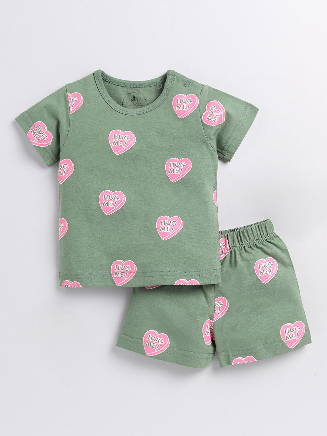 

Clt.s Kids Conversational Printed Pure Cotton Night Suit, Green