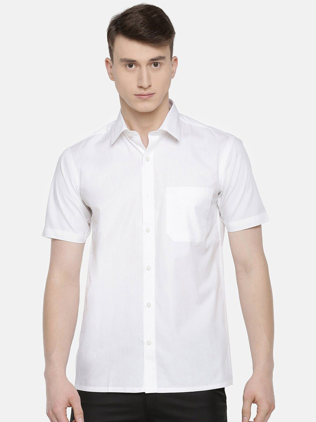 

WHITE HEART Spread Collar Pure Cotton Casual Shirt