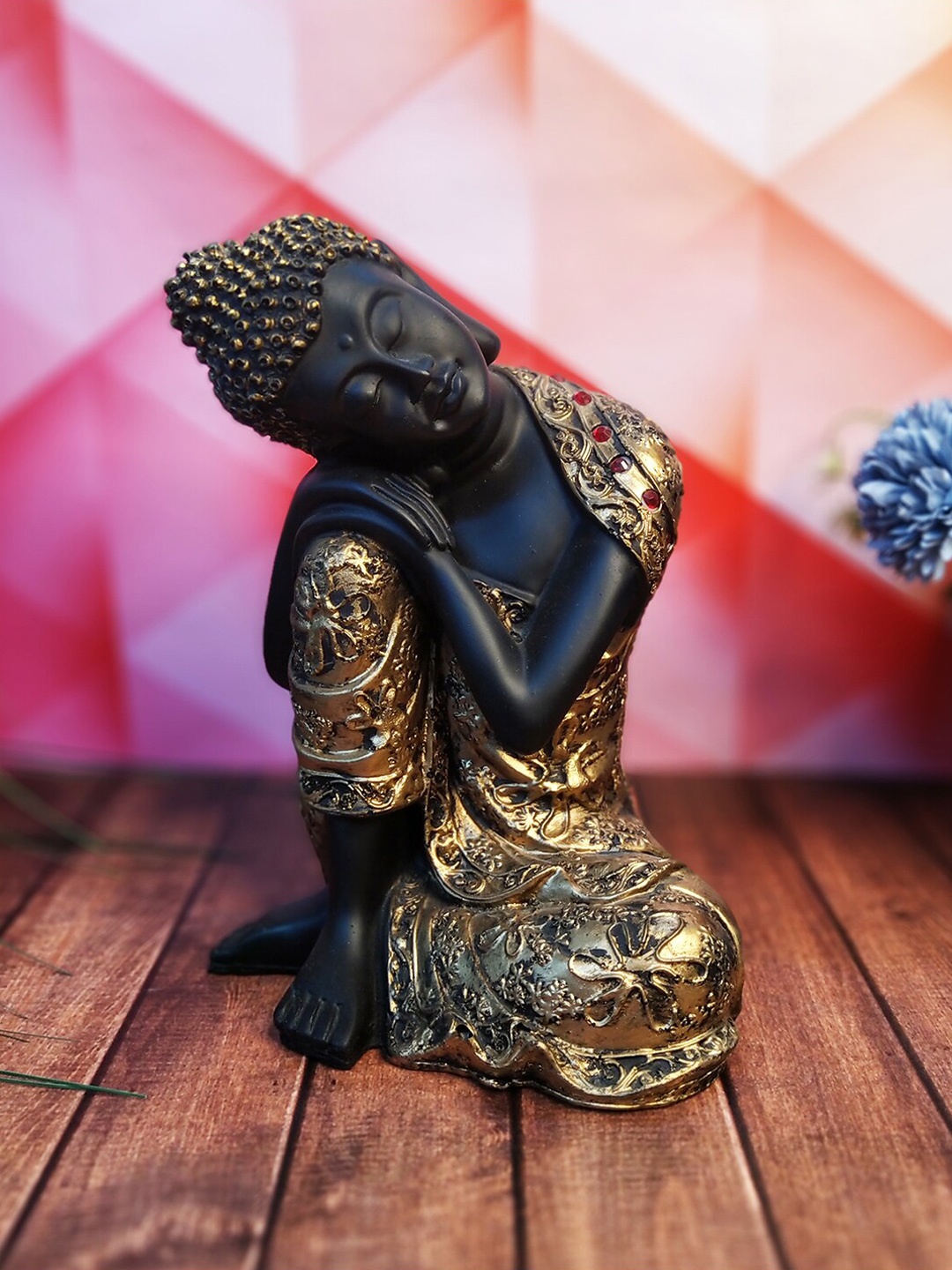 

WENS Black & Gold-Toned Textured Buddha Polyresin Showpiece