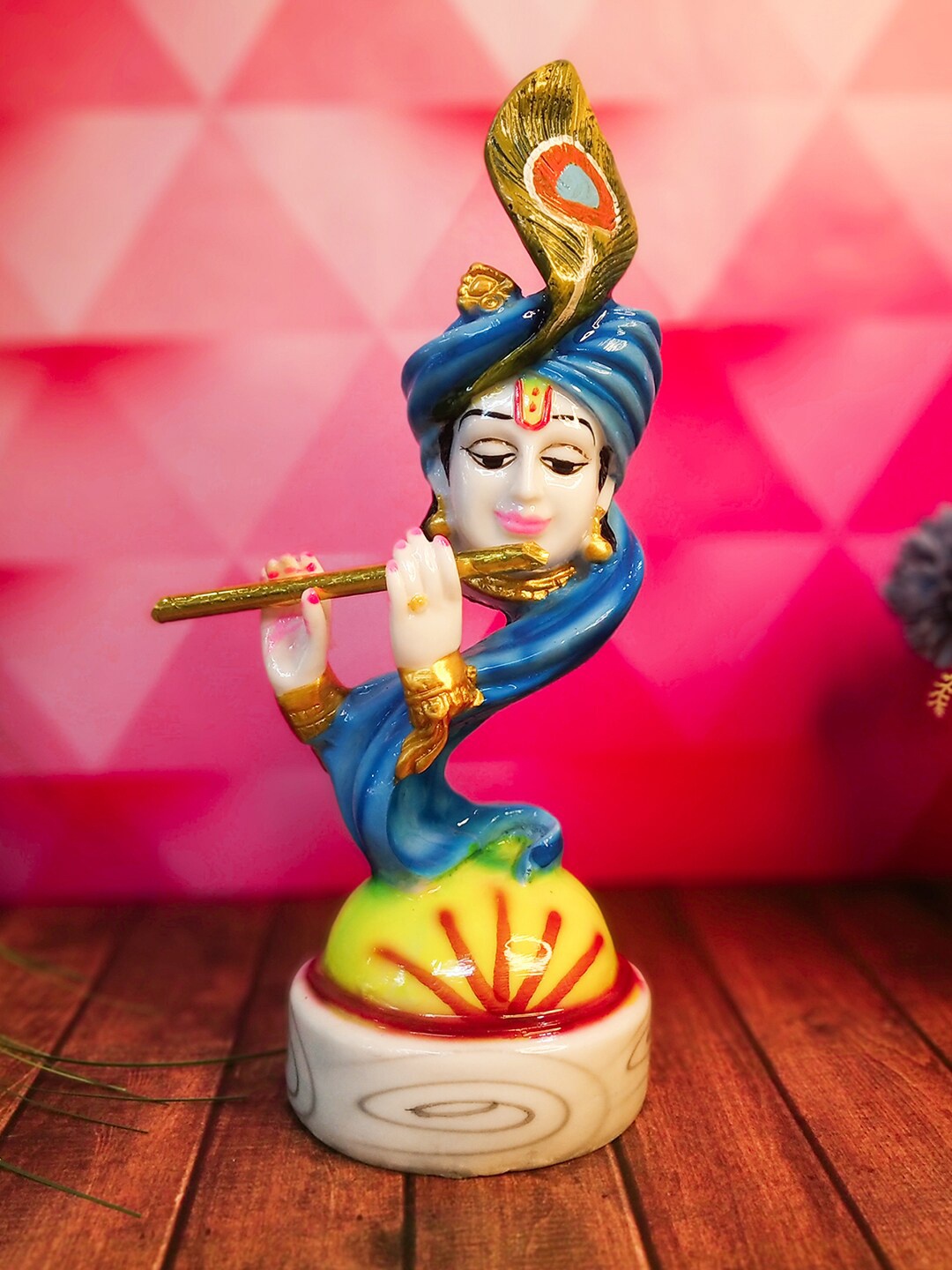 

WENS Blue & Green Textured Polyresin Lord Krishna Playing Flute Idol Showpiece