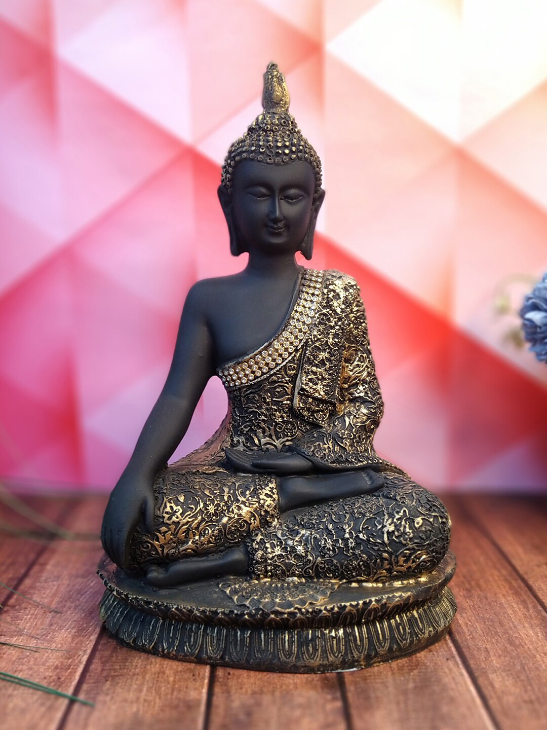 

WENS Black & Gold-Toned Thai Meditation Buddha Showpiece