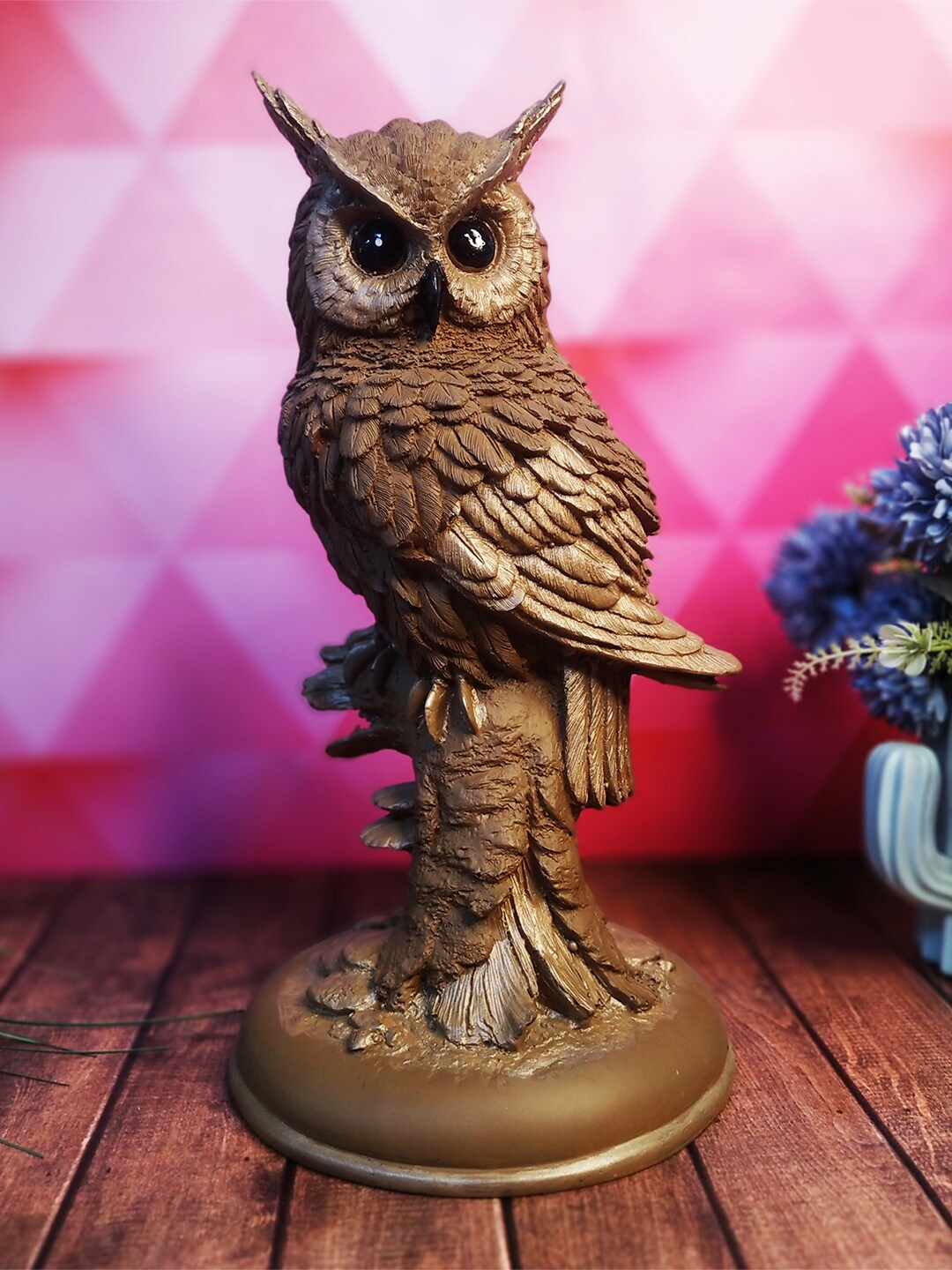 

WENS Brown Textured Polyresin Owl Sitting On Tree Feng Shui Showpiece
