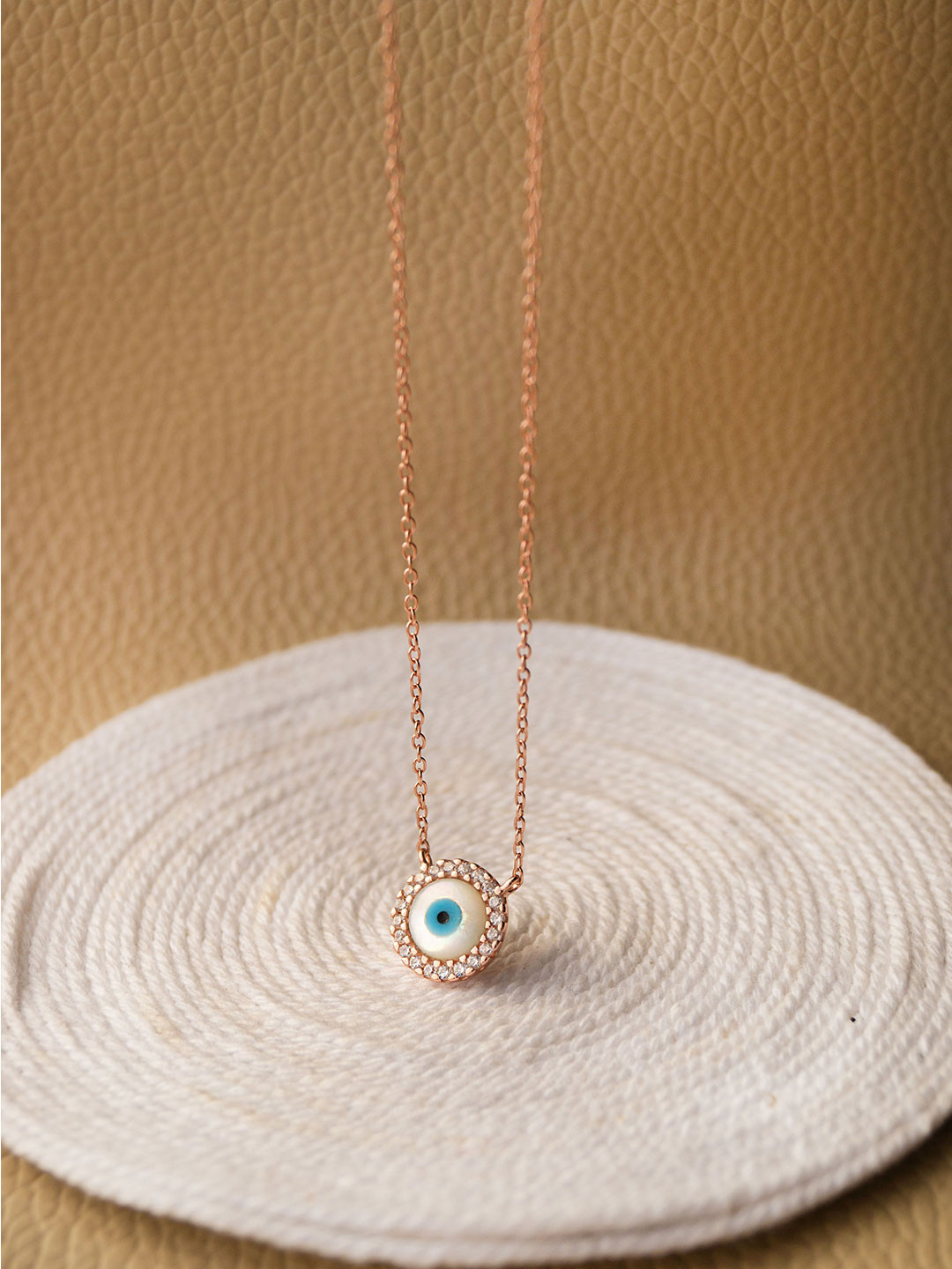 

MANNASH Sterling Silver Rose Gold-Plated Evil Eye Chain