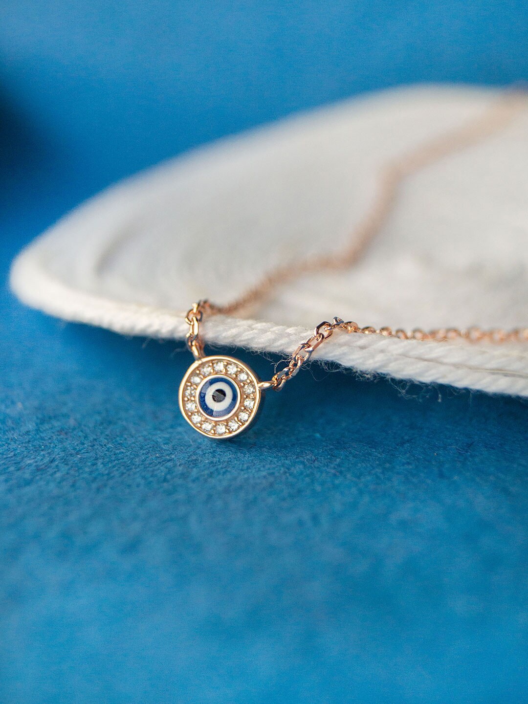 

MANNASH Sterling Silver Rose Gold-Plated Evil Eye Chain