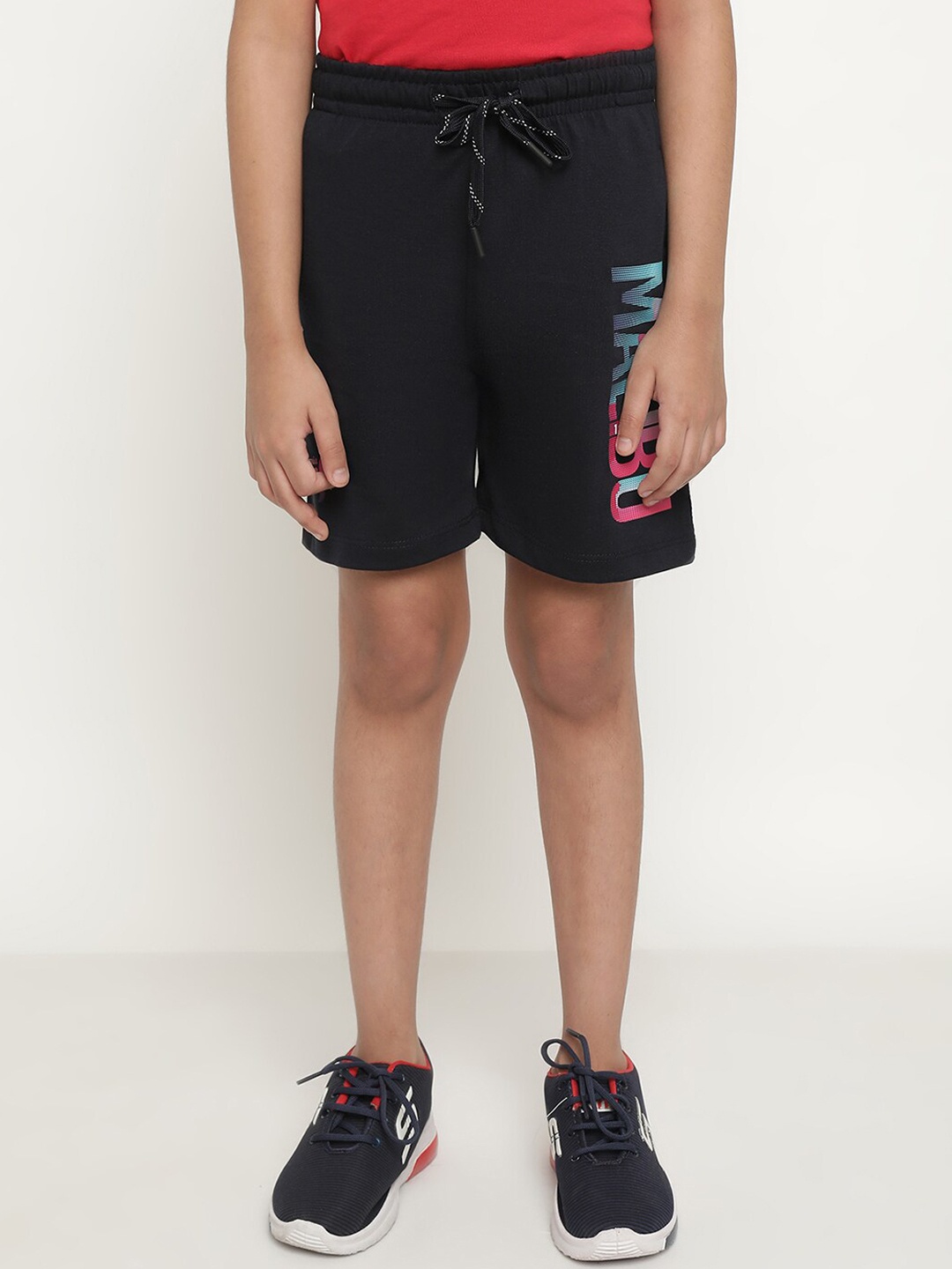 

Octave Boys Typography Printed Mid Rise Cotton Shorts, Navy blue