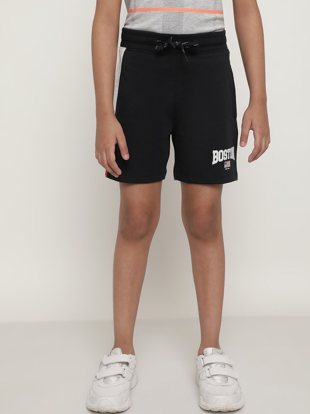 

Octave Boys Mid-Rise Typography Printed Shorts, Black