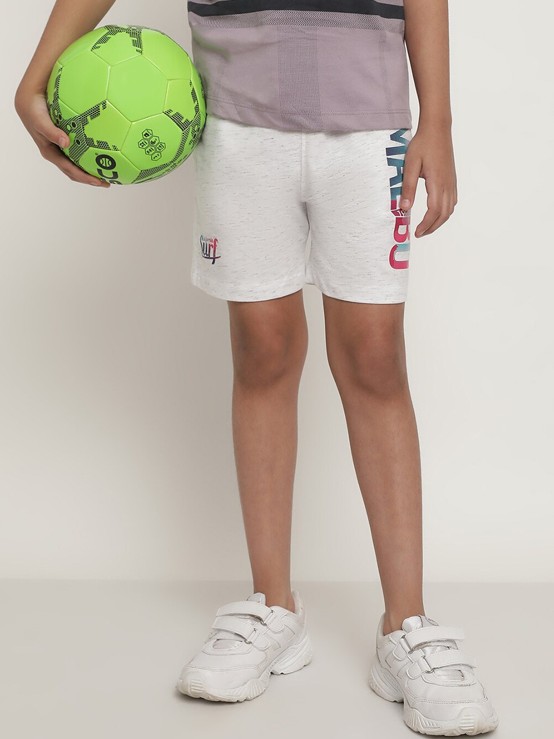 

Octave Boys Typography Printed Mid Rise Cotton Sports Shorts, White