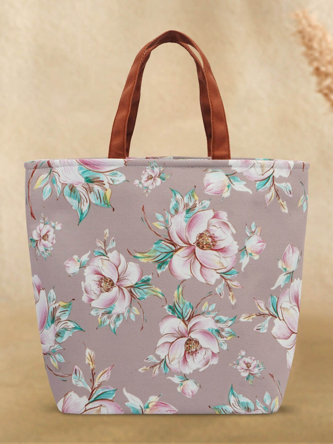 

Crazy Corner Floral Printed Lunch Bag, Peach