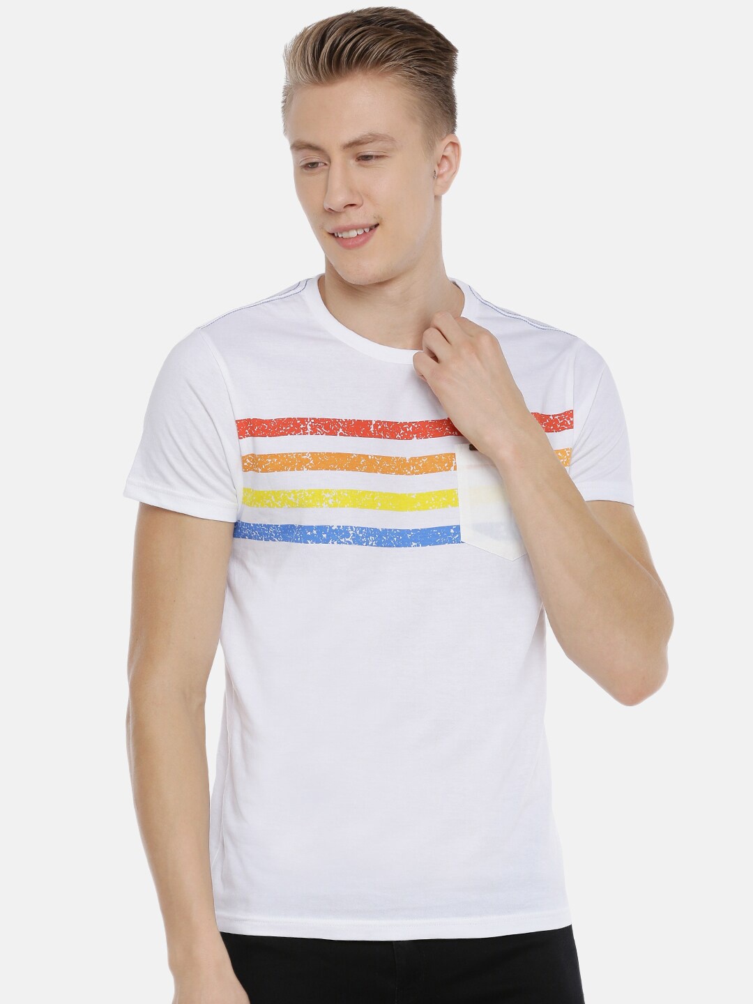 

Steenbok Striped Pure Cotton T-shirt, White