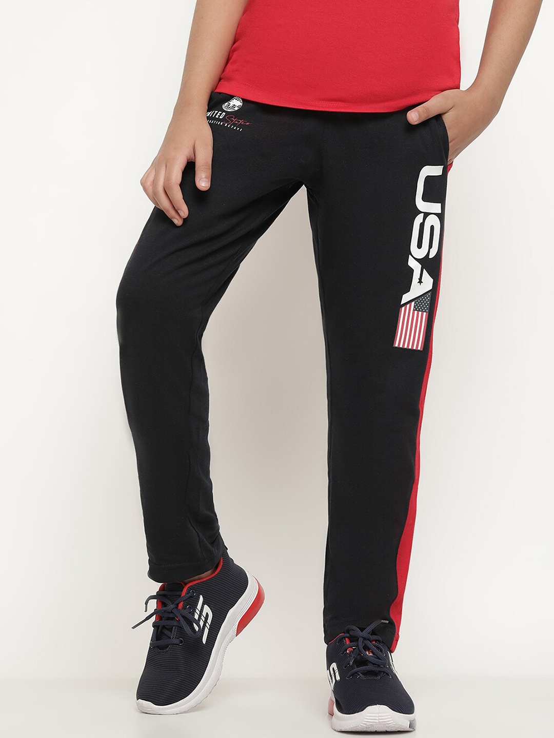 

Octave Boys People And Place Printed Cotton Track Pants, Navy blue