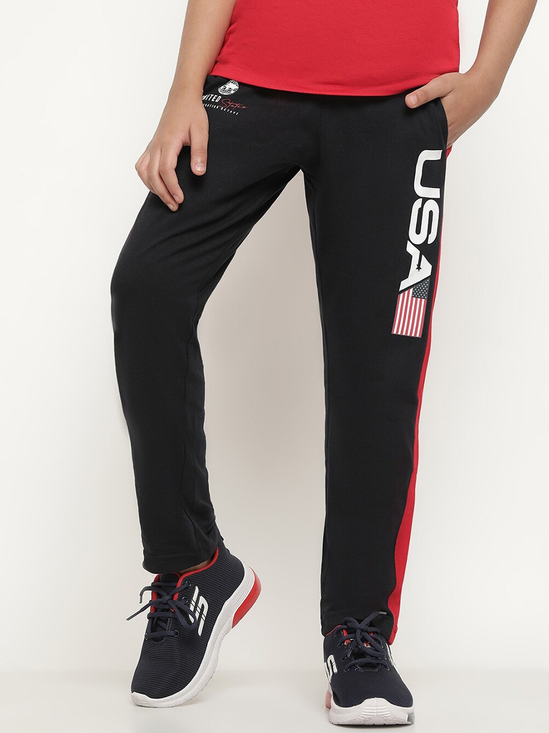 

Octave Boys Typography Printed Cotton Track Pant, Navy blue