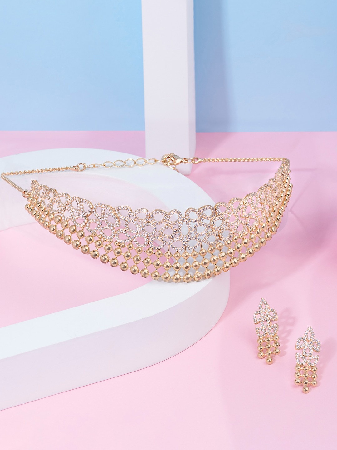 

AMI Gold-Plated CZ-Studded Brass Jewellery Set