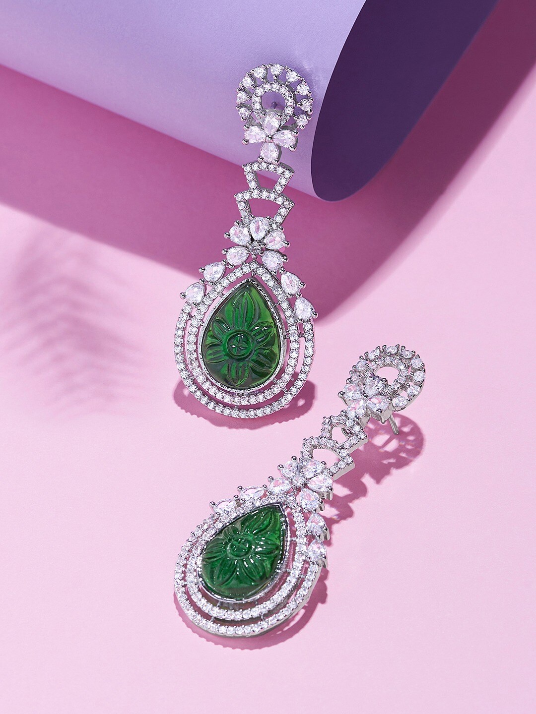 

AMI Silver-Plated Brass Teardrop Shaped Drop Earrings