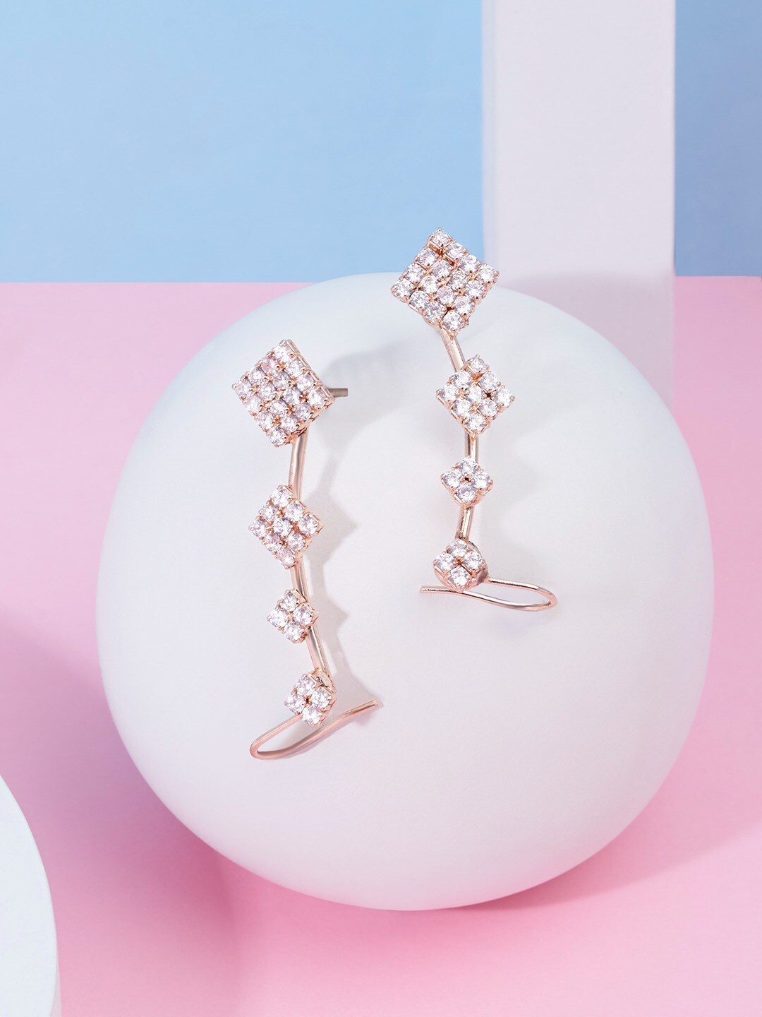 

AMI Rose Gold-Plated Contemporary Drop Earrings
