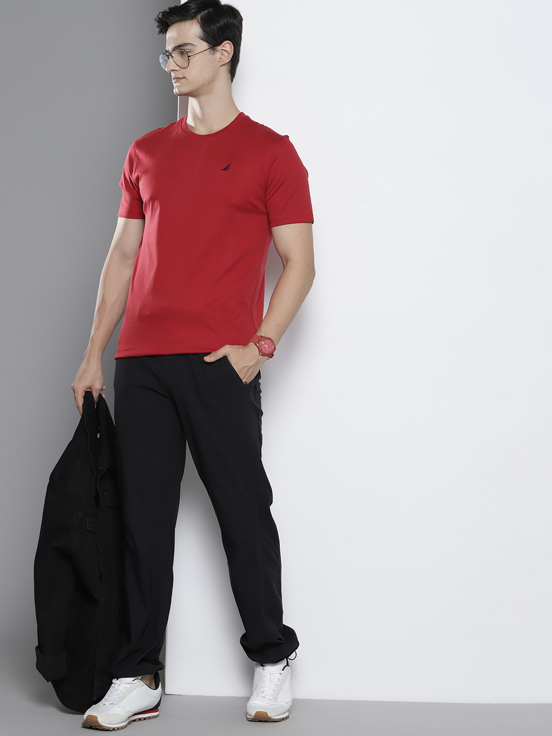 

Nautica Men Pure Cotton T-shirt, Red