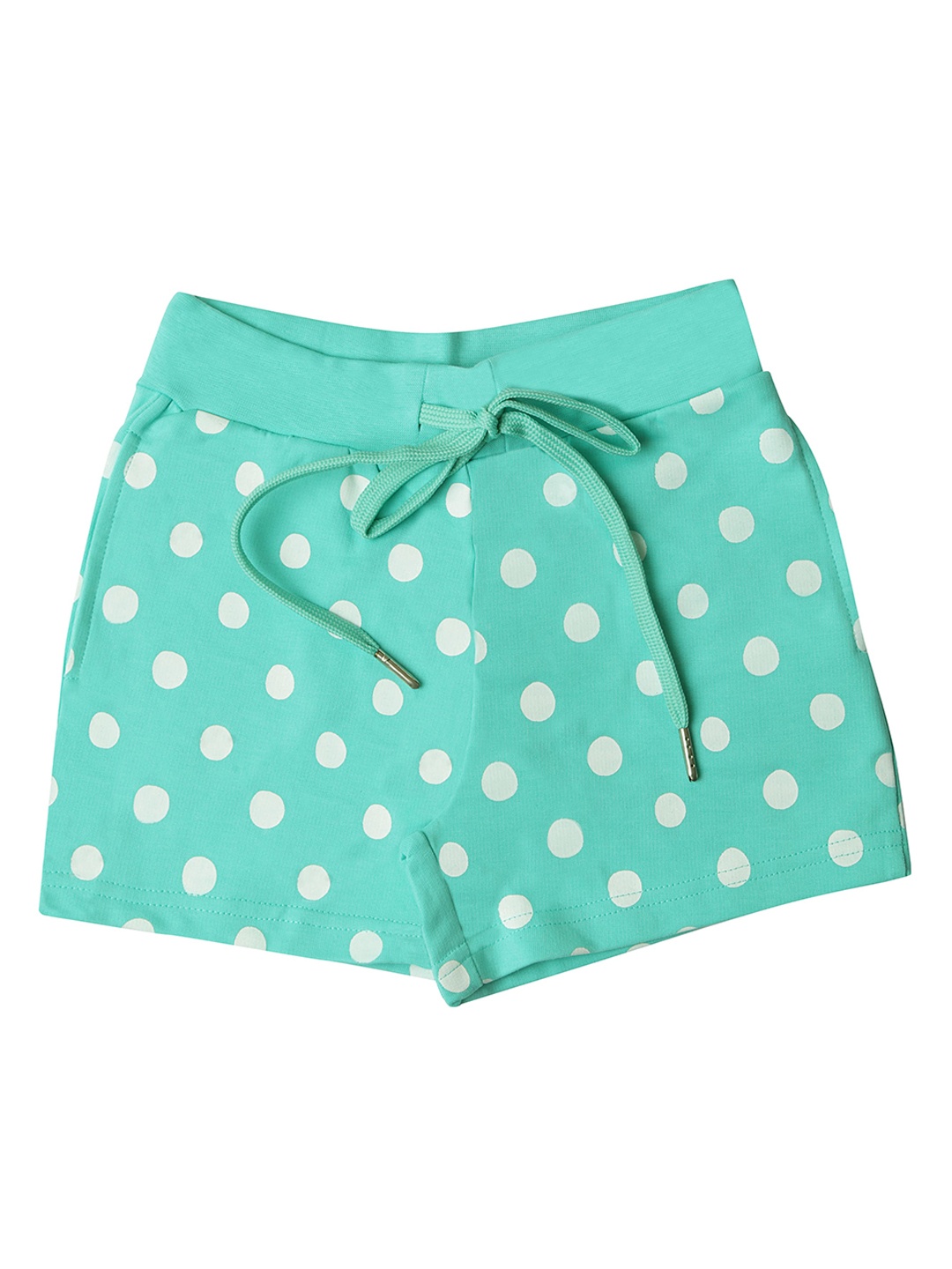 

Tiny Girl Geometric Printed Cotton Shorts, Sea green