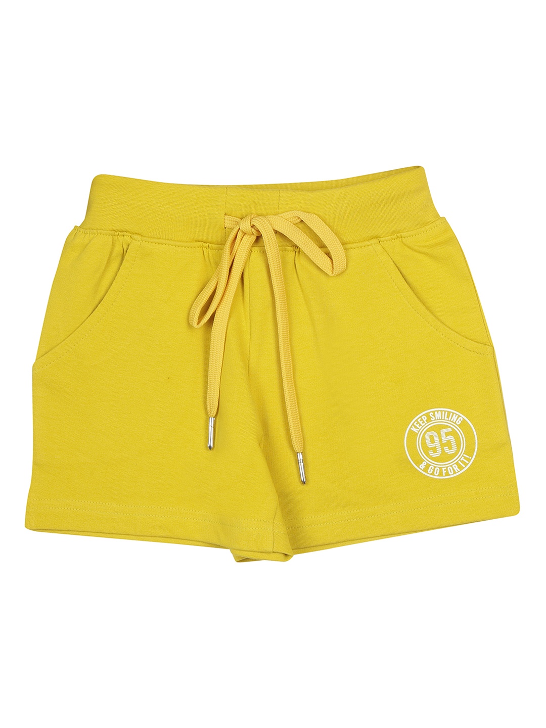 

Tiny Girl Mid-Rise Above Knee Casual Cotton Shorts, Mustard