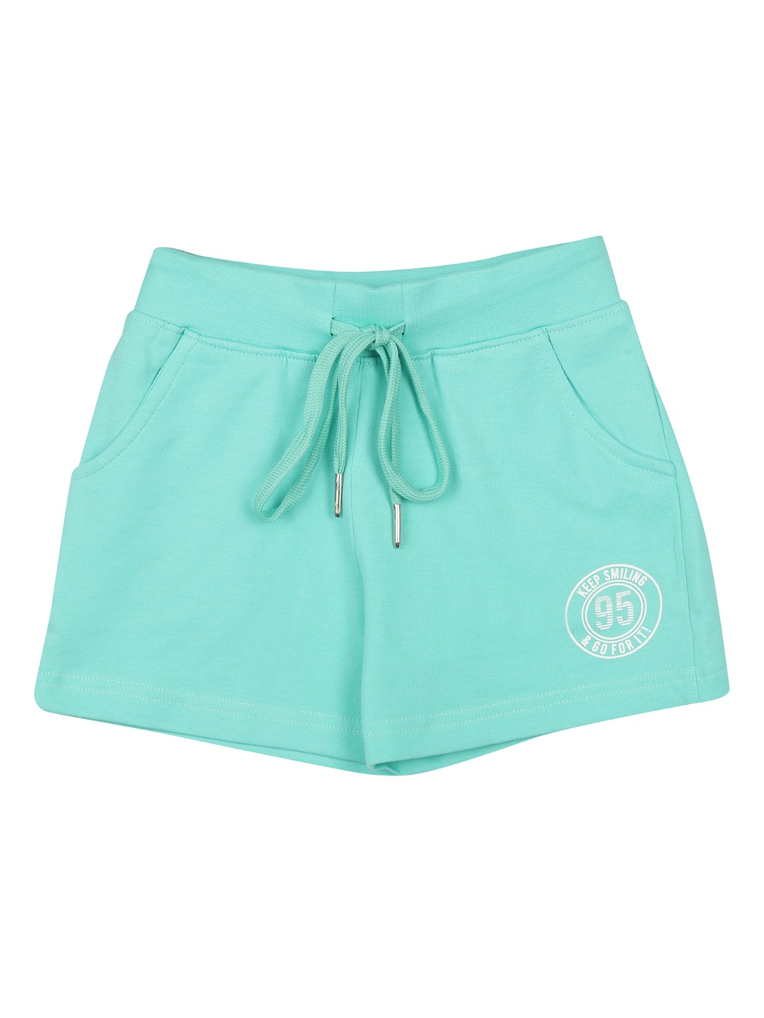 

Tiny Girl Typography Printed Mid Rise Cotton Shorts, Green