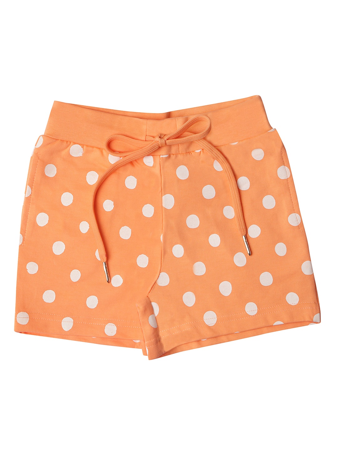 

Tiny Girl Geometric Printed Mid-Rise Knitted Cotton Shorts, Peach