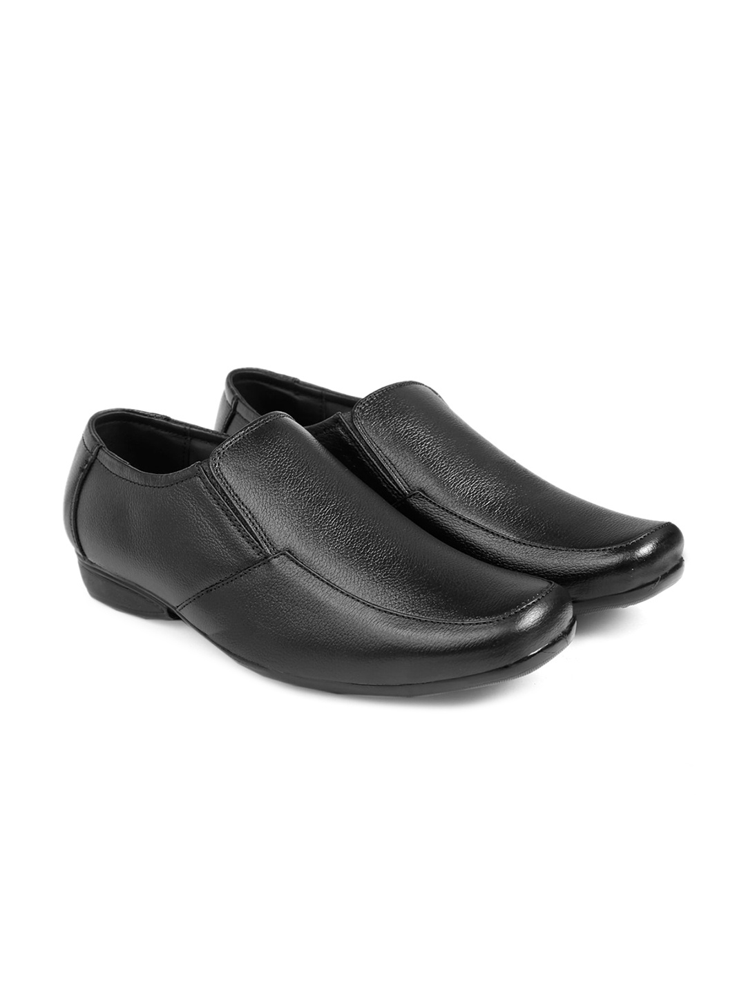 

Bxxy Men Textured Leather Formal Slip-On Shoes, Black