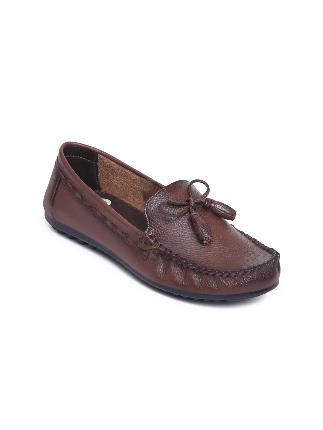 

Zoom Shoes Women Textured Leather Lightweight Tassel Loafers, Brown