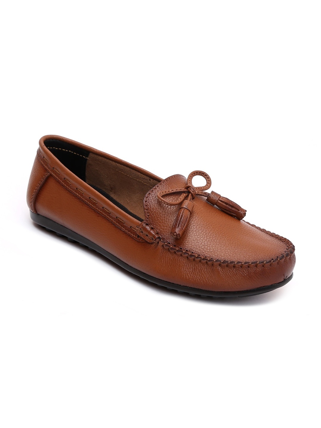 

Zoom Shoes Women Textured Leather Lightweight Tassel Loafers, Tan