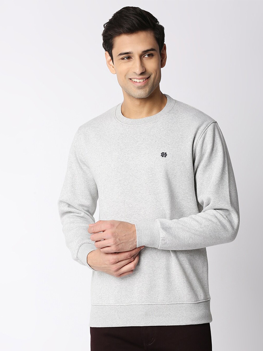 

DRAGON HILL Round Neck Fleece Sweatshirt, Grey melange