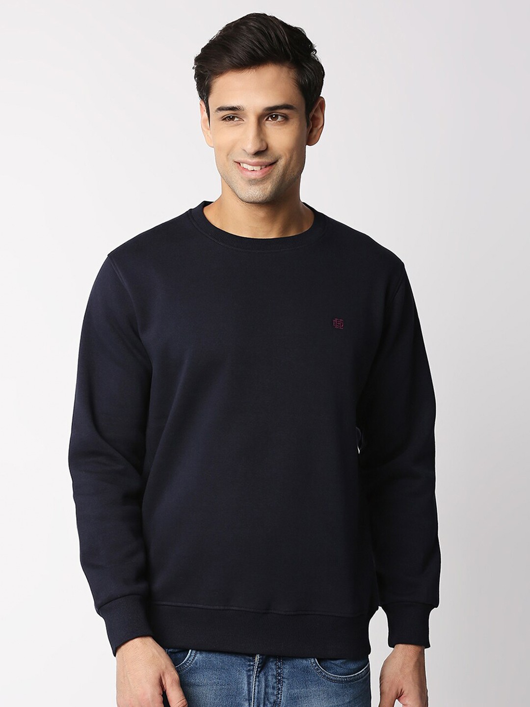 

DRAGON HILL Round Neck Pullover Fleece Sweatshirt, Navy blue